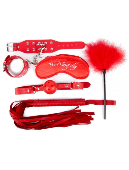 Набор красных БДСМ-аксессуаров из 5 предметов - Notabu - купить с доставкой в Мытищах