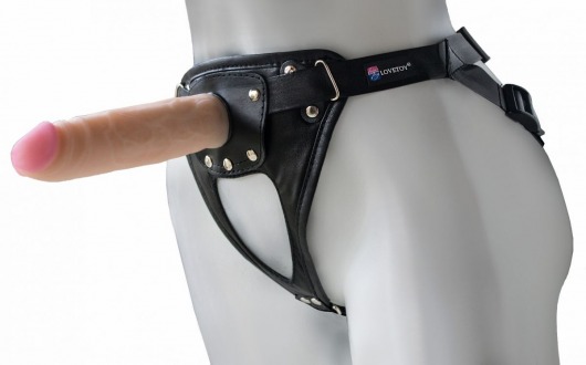 Черный пояс-трусики с насадкой  Soft-Принц  - 17 см. - LOVETOY (А-Полимер) - купить с доставкой в Мытищах