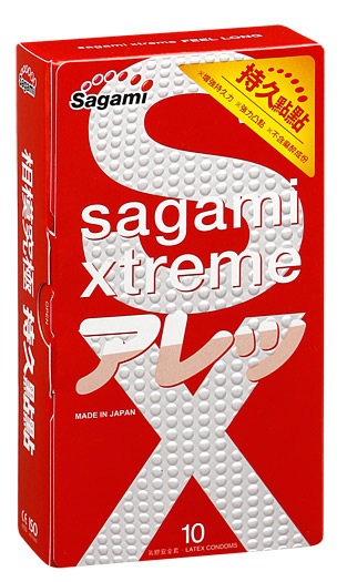 Утолщенные презервативы Sagami Xtreme Feel Long с точками - 10 шт. - Sagami - купить с доставкой в Мытищах
