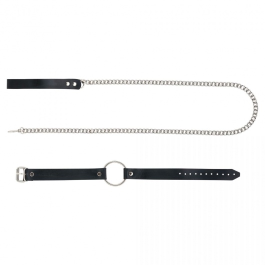 Черный поводок и чокер с кольцом Rada - Rebelts - купить с доставкой в Мытищах