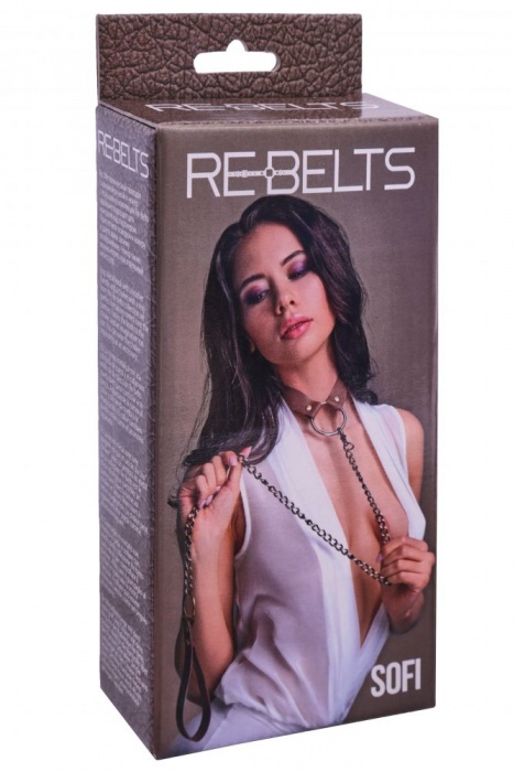 Коричневый поводок и чокер с кольцом Sofi - Rebelts - купить с доставкой в Мытищах