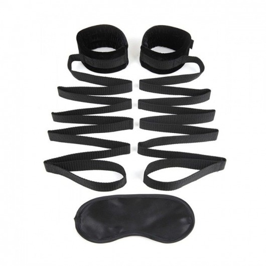 Чёрные манжеты для фиксации на кровати Bondage Bed Strap - Lux Fetish - купить с доставкой в Мытищах