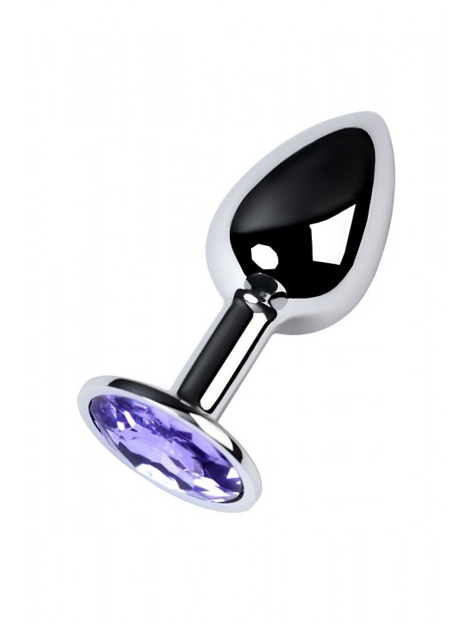 Серебристая конусовидная анальная пробка с фиолетовым кристаллом - 7 см. - ToyFa - купить с доставкой в Мытищах