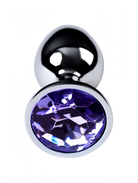 Серебристая конусовидная анальная пробка с фиолетовым кристаллом - 7 см. - ToyFa - купить с доставкой в Мытищах