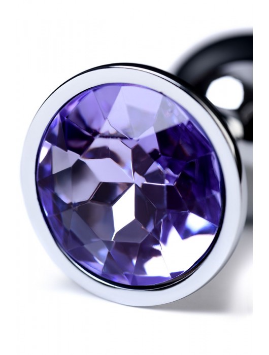 Серебристая конусовидная анальная пробка с фиолетовым кристаллом - 7 см. - ToyFa - купить с доставкой в Мытищах