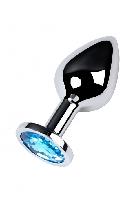 Серебристая конусовидная анальная пробка с голубым кристаллом - 8 см. - ToyFa - купить с доставкой в Мытищах