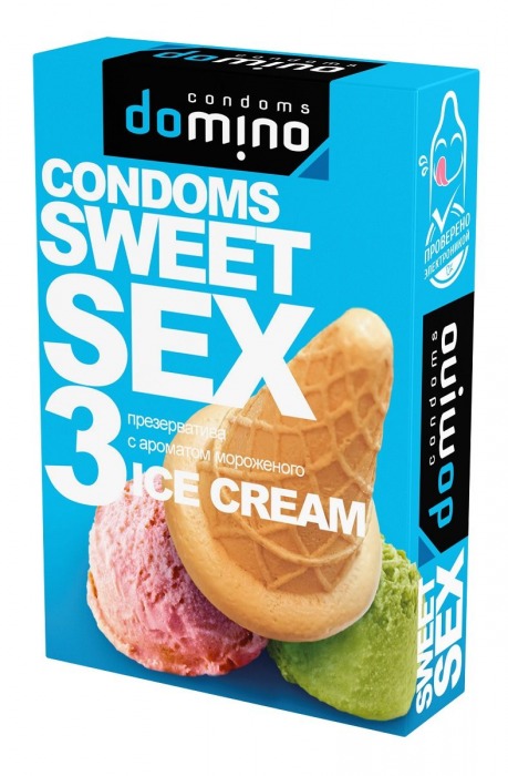 Презервативы для орального секса DOMINO Sweet Sex с ароматом мороженого - 3 шт. - Domino - купить с доставкой в Мытищах