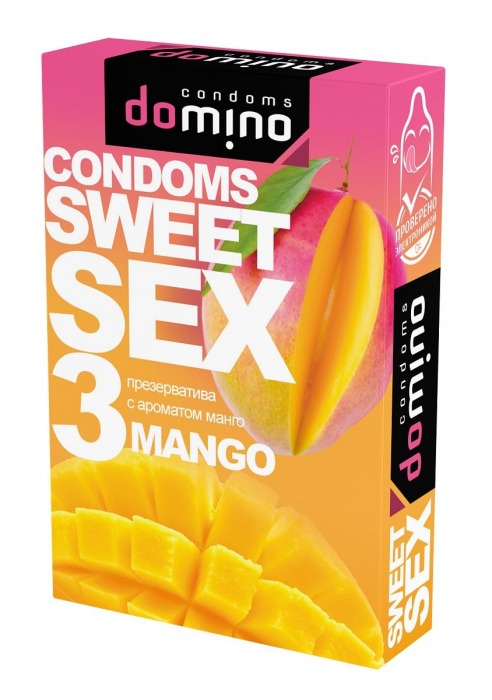 Презервативы для орального секса DOMINO Sweet Sex с ароматом манго - 3 шт. - Domino - купить с доставкой в Мытищах