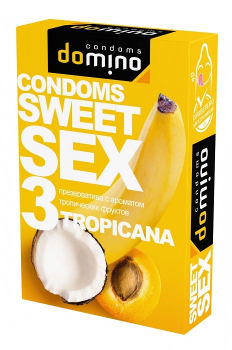 Презервативы для орального секса DOMINO Sweet Sex с ароматом тропических фруктов - 3 шт. - Domino - купить с доставкой в Мытищах