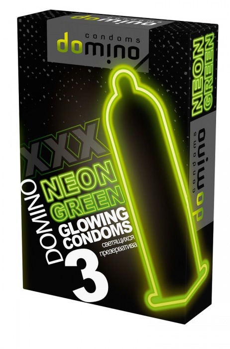 Презервативы DOMINO Neon Green со светящимся в темноте кончиком - 3 шт. - Domino - купить с доставкой в Мытищах