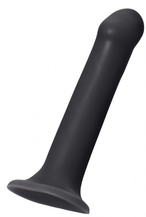Черный фаллос на присоске Silicone Bendable Dildo L - 19 см. - Strap-on-me - купить с доставкой в Мытищах