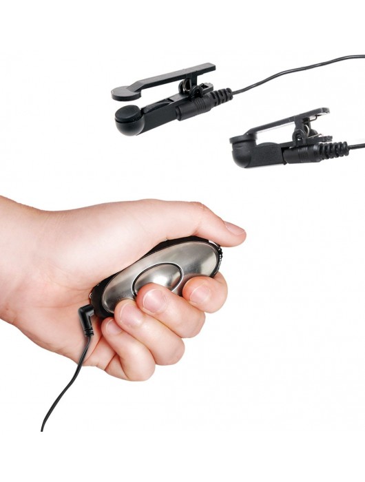 Черные электрические зажимы для сосков Shock Therapy Nipple Clamps - Pipedream - купить с доставкой в Мытищах