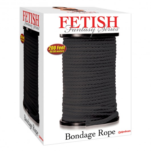 Черная веревка для связывания Bondage Rope - 60,9 м. - Pipedream - купить с доставкой в Мытищах