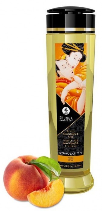 Массажное масло для тела с ароматом персика Stimulation - 240 мл. - Shunga - купить с доставкой в Мытищах