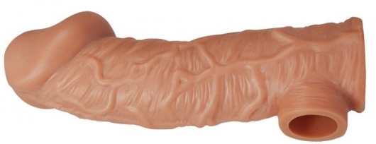 Телесная насадка на фаллос с отверстием для мошонки EXTREME SLEEVE - 17,6 см. - KOKOS - в Мытищах купить с доставкой
