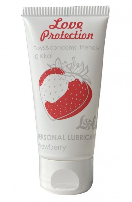 Лубрикант на водной основе с ароматом малины Love Protection Strawberry - 50 мл. - Lola Games - купить с доставкой в Мытищах