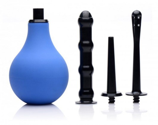 Анальный душ с 3 насадками Premium One-way Valve Anal Douche Set - XR Brands - купить с доставкой в Мытищах
