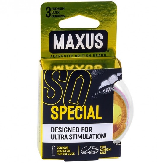 Презервативы с точками и рёбрами в пластиковом кейсе MAXUS Special - 3 шт. - Maxus - купить с доставкой в Мытищах