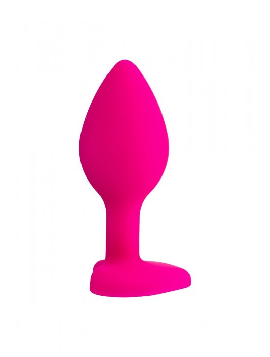 Розовая анальная втулка Diamond Heart с прозрачным кристаллом - 7 см. - ToyFa - купить с доставкой в Мытищах