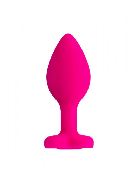 Розовая анальная втулка Diamond Heart с прозрачным кристаллом - 7 см. - ToyFa - купить с доставкой в Мытищах