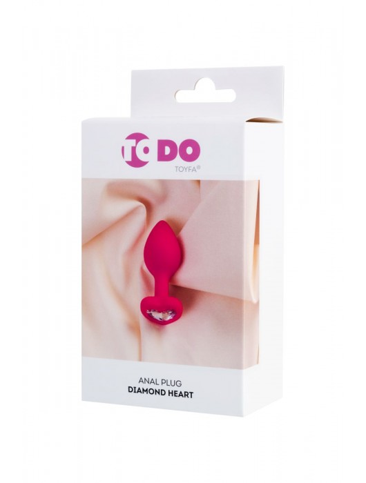 Розовая анальная втулка Diamond Heart с прозрачным кристаллом - 7 см. - ToyFa - купить с доставкой в Мытищах