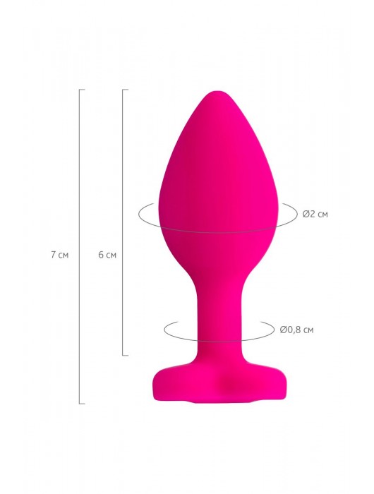 Розовая анальная втулка Diamond Heart с прозрачным кристаллом - 7 см. - ToyFa - купить с доставкой в Мытищах