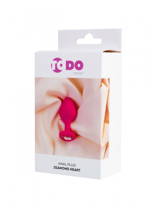 Розовая анальная втулка Diamond Heart с прозрачным кристаллом - 8 см. - ToyFa - купить с доставкой в Мытищах