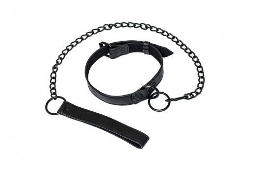 Черный ошейник Sin с поводком - Lola Games - купить с доставкой в Мытищах