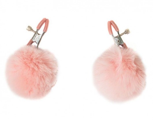 Зажимы на соски Angelic с розовыми меховыми шариками - Lola Games - купить с доставкой в Мытищах