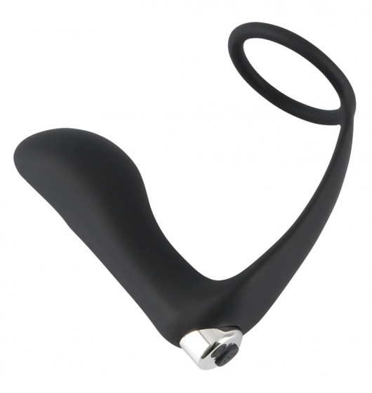 Черное эрекционное кольцо с анальной вибропробкой Vibrating Ring   Plug - Orion - в Мытищах купить с доставкой