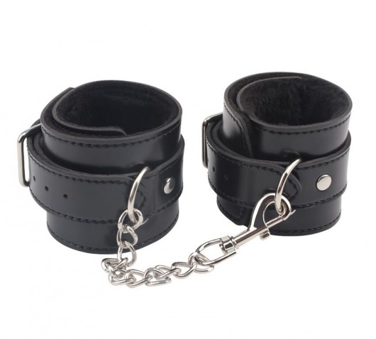 Черные оковы на ноги Obey Me Leather Ankle Cuffs - Chisa - купить с доставкой в Мытищах