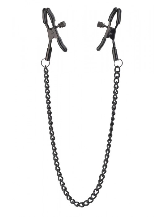 Черные зажимы на соски на цепочке BLAZE DELUXE NIPPLE CLAMPS - Dream Toys - купить с доставкой в Мытищах