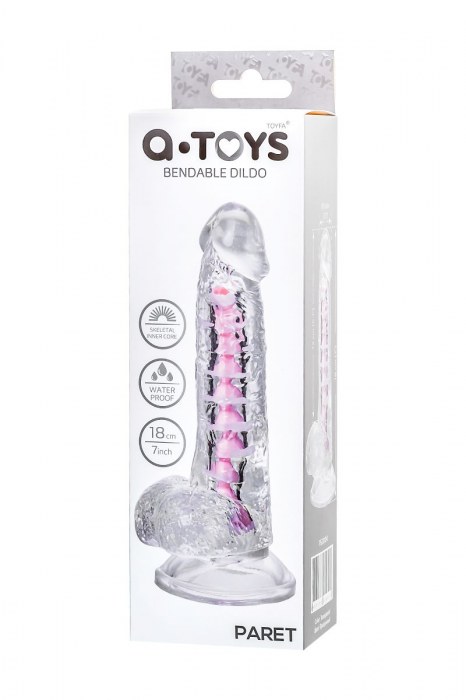 Прозрачный гибкий фаллоимитатор Paret - 18 см. - A-toys