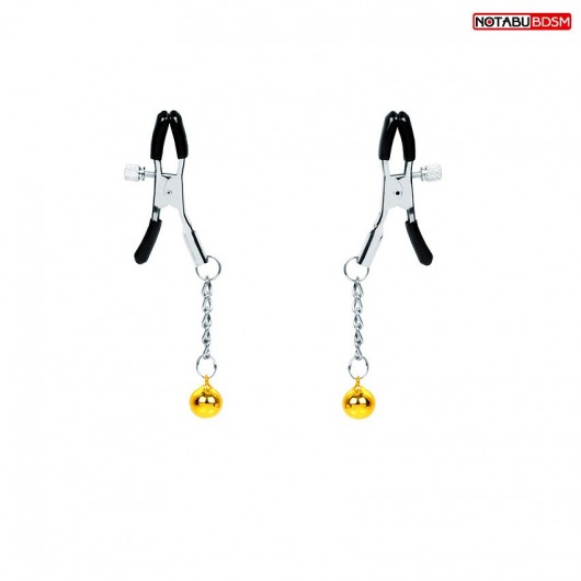 Оригинальные зажимы на соски с желтыми шариками - Notabu - купить с доставкой в Мытищах