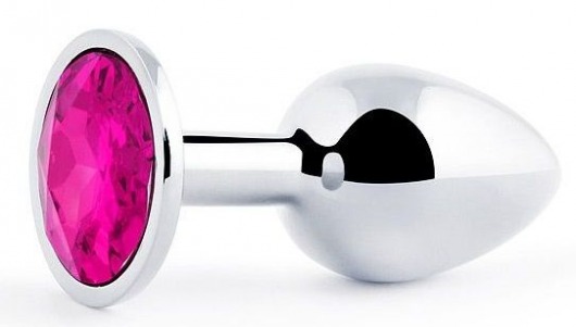 Серебристая анальная пробка с малиновым кристаллом - 7,2 см. - Anal Jewelry Plug - купить с доставкой в Мытищах