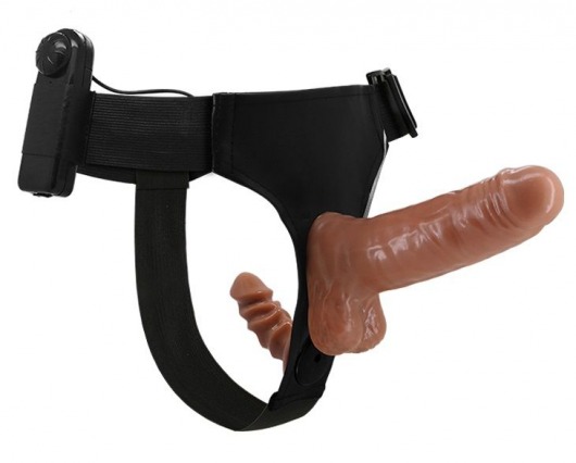 Страпон с вагинальной пробкой и вибрацией Ultra Passionate Harness - 16 см. - Baile - купить с доставкой в Мытищах