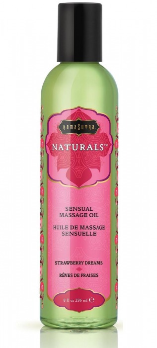 Массажное масло Naturals Strawberry Dreams с ароматом клубники - 236 мл. - Kama Sutra - купить с доставкой в Мытищах