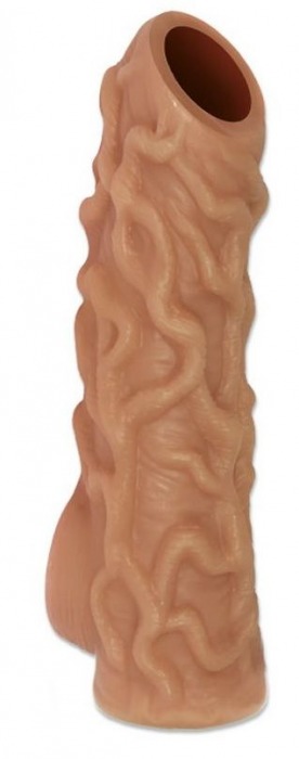 Телесная насадка с венками и открытой головкой Nude Sleeve M - 12 см. - KOKOS - в Мытищах купить с доставкой