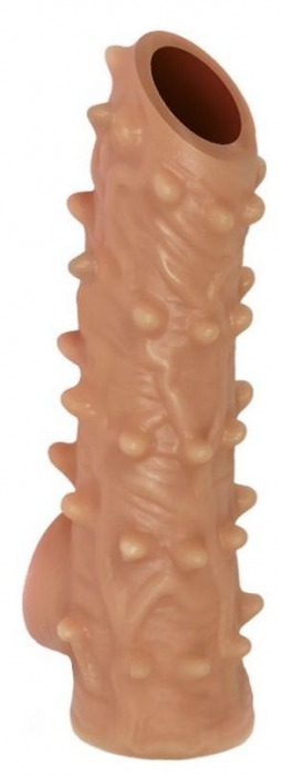Телесная насадка с шипами и открытой головкой Nude Sleeve M - 12 см. - KOKOS - в Мытищах купить с доставкой