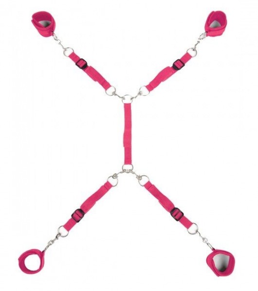 Ярко-розовый набор фиксаций на кровати Classic Bed Spreader - Lux Fetish - купить с доставкой в Мытищах