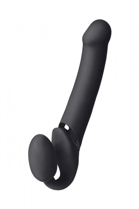 Черный безремневой вибрострапон Vibrating Bendable Strap-On L - Strap-on-me - купить с доставкой в Мытищах