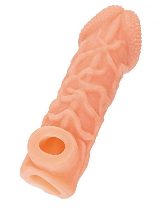 Телесная закрытая насадка с венками Cock Sleeve Size S - 13,8 см. - KOKOS - в Мытищах купить с доставкой