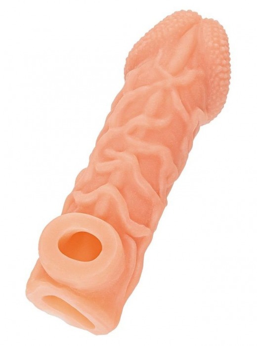 Телесная закрытая насадка с венками Cock Sleeve Size L - 17,6 см. - KOKOS - в Мытищах купить с доставкой