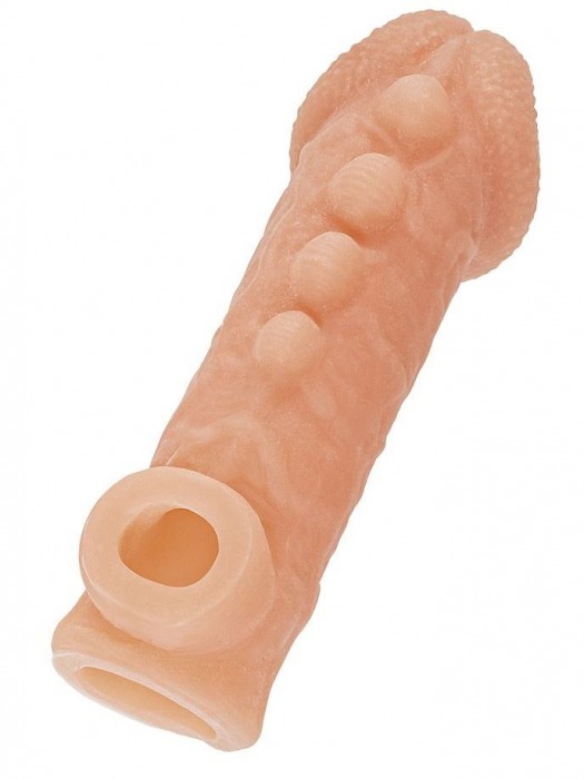 Телесная закрытая насадка с шишечками Cock Sleeve Size L - 17,6 см. - KOKOS - в Мытищах купить с доставкой