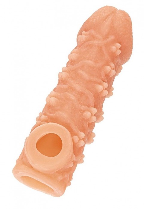 Телесная закрытая насадка с пучками шишечек Cock Sleeve Size M - 15,6 см. - KOKOS - в Мытищах купить с доставкой