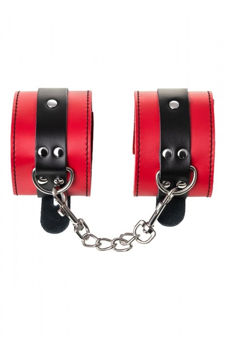Красно-черные оковы на ноги из кожи - ToyFa - купить с доставкой в Мытищах