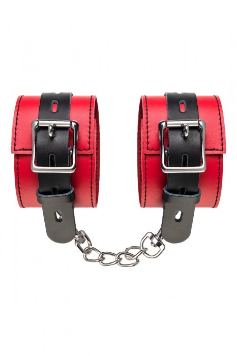 Красно-черные оковы на ноги из кожи - ToyFa - купить с доставкой в Мытищах