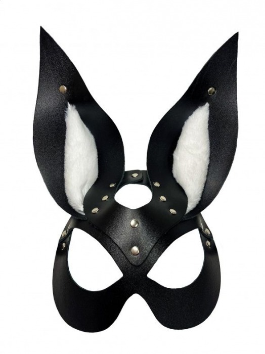 Черная маска зайки с белым мехом на ушках Miss Bunny - БДСМ Арсенал - купить с доставкой в Мытищах