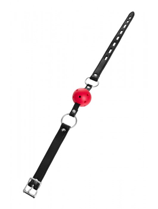 Красный кляп-шар на черных ремешках - ToyFa - купить с доставкой в Мытищах