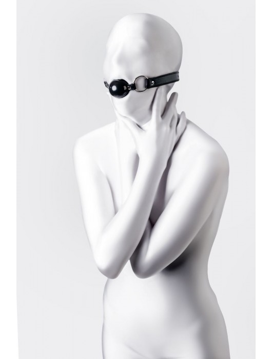 Черный кляп-шар на кожаных ремешках Anonymo - ToyFa - купить с доставкой в Мытищах